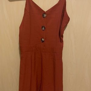 Orange Button-Up Romper